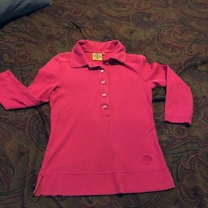 SM Tory Burch pink knit top button collar blouse